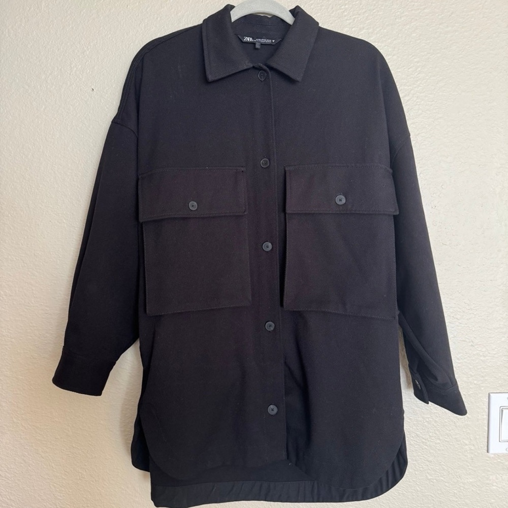 Zara oversized black wool jacket